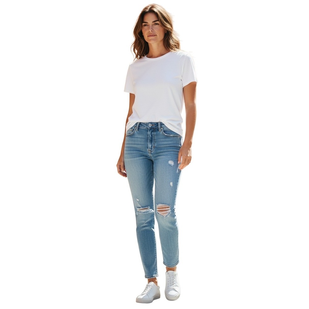 Pilcro and the Letterpress Anthropologie Slim Boyfriend Distressed Jeans 28